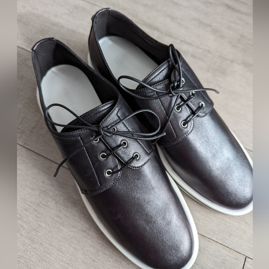New Giorgio Armani Black Leather Oxford Size 37